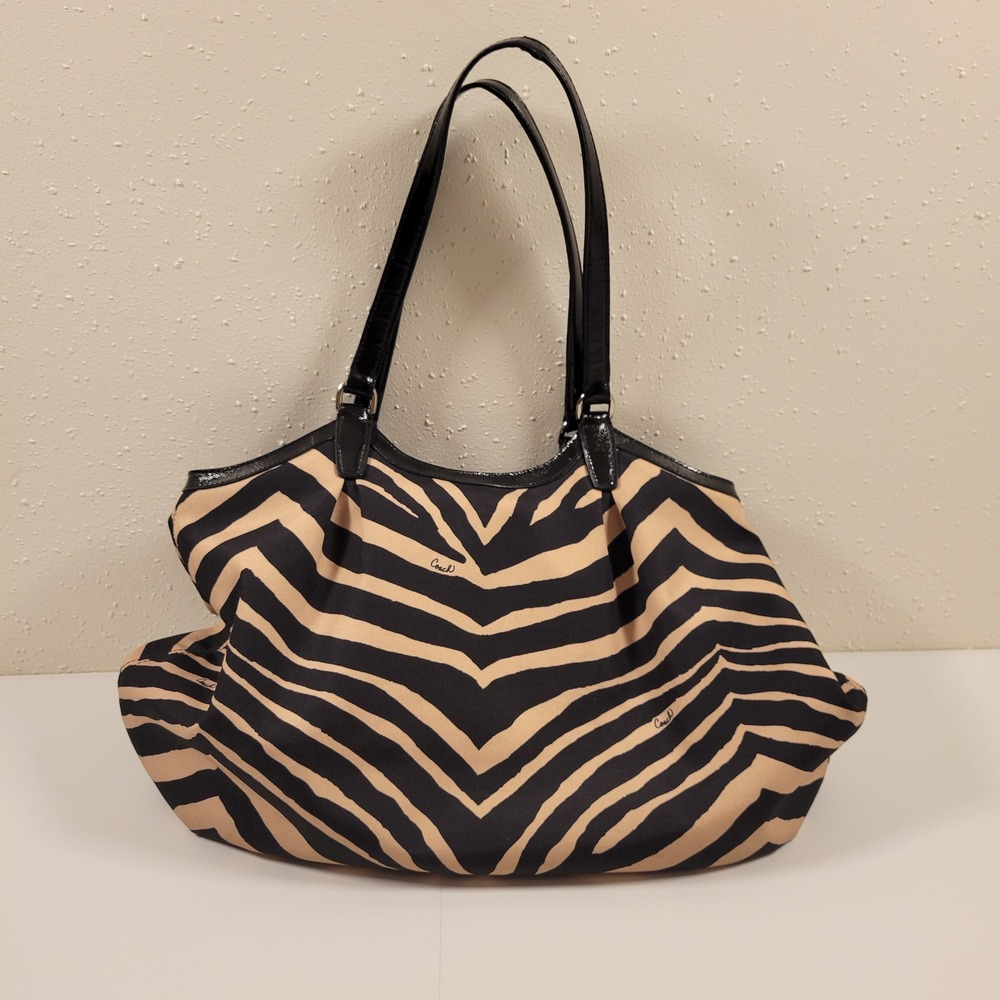 Y2k Coach Devin Signature Zebra Stripe Tote Womens La… - Gem